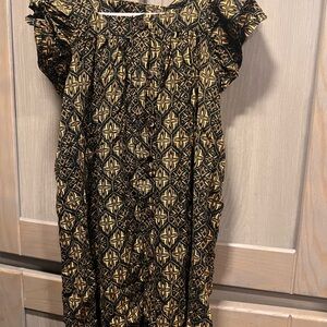 Tanoa Black and Cream Casual Sundress with Flutter Sleeves Size 6